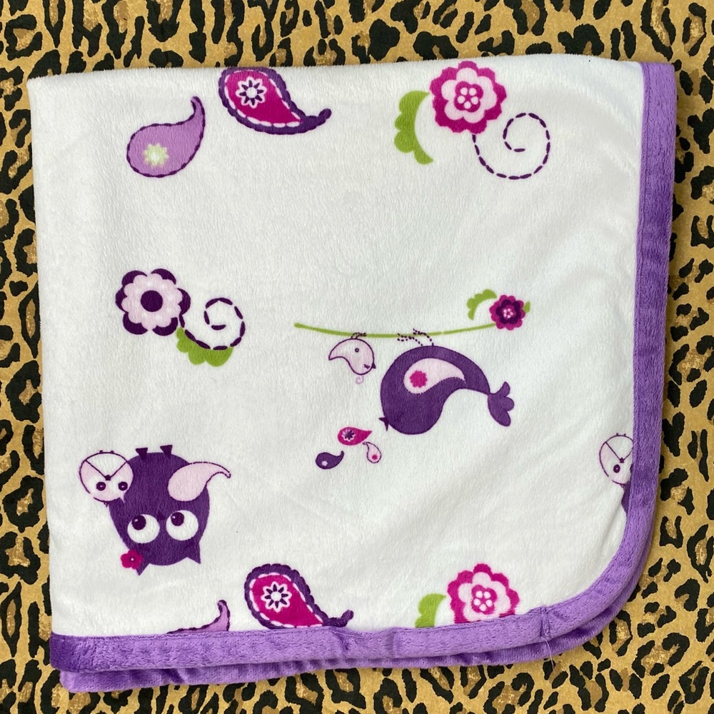 Blankets and Beyond Purple Owl Bird Sherpa Blanket